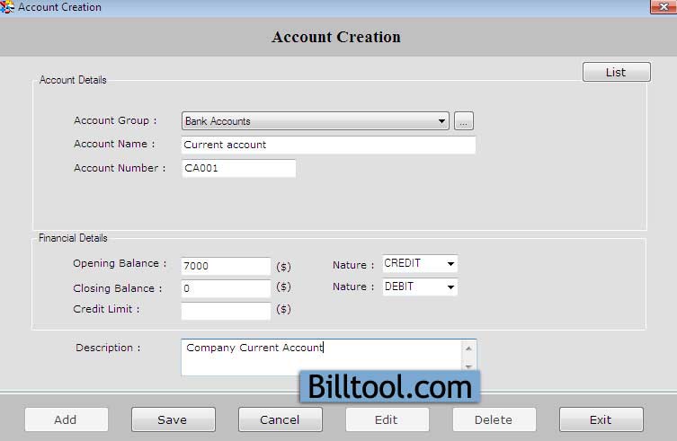 Accounting Tool screenshot