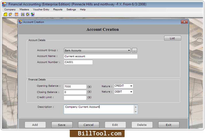 Enterprise Accounting Software screenshot