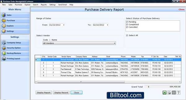 Purchase Order Organizer screenshot